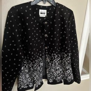 Leslie Fay Black paisley/floral print evening dress blazer sz 12